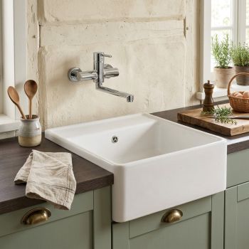  - VILLEROY&BOCH zlew ceramiczny 59,5 x 63 cm bez otworu na baterię kuchenną biały połysk 632061R1 - 632061R1 - Łazienki Szydłowski