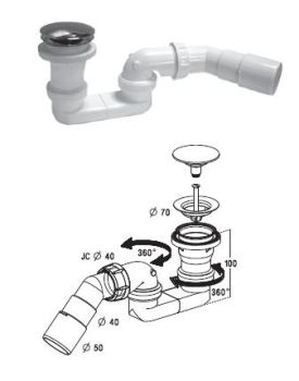 - RADAWAY Syfon samoczyszczący do brodzików z otworem odpływowym o średnicy Ø 50 mm 578P - 578P - Łazienki Szydłowski