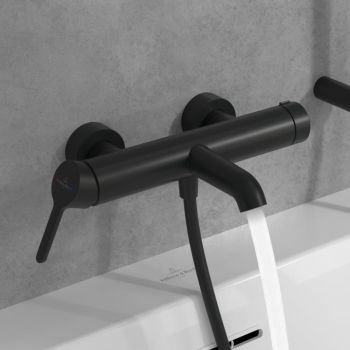  - Villeroy & Boch Skyla bateria wannowa ścienna z wylewką czarny mat TVS116003000K5 - TVS116003000K5 - Łazienki Szydłowski