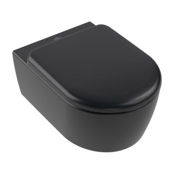 - Villeroy & Boch Skyla zestaw WC miska wisząca 53 x 37 cm z TwistFlush z Ceramic Plus z deską sedesową wolnoopadajacą ,pure black 5656CLR7 - 5656CLR7 - Łazienki Szydłowski