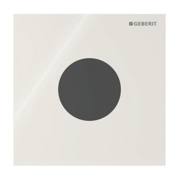 - GEBERIT typ 40 System spłukiwania pisuarów z elektronicznym uruchamianiem spłukiwania, zasilanie bateryjne, płyta przykrywająca okrągły piaskowy szary / szkło błyszczące 116034JL1 - 116.034.JL.1 - Łazienki Szydłowski