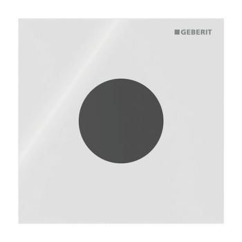  - GEBERIT typ 40 System spłukiwania pisuarów z elektronicznym uruchamianiem spłukiwania, zasilanie bateryjne, płyta przykrywająca okrągły biały / szkło błyszczące 116034SI1 - 116.034.SI.1 - Łazienki Szydłowski