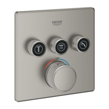 - GROHE-SmartControl Bateria termostatyczna do obsługi trzech wyjść wody  satin steel 29126MS0 - 29126MS0 - Łazienki Szydłowski