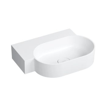 - OMNIRES OVO M+ umywalka nablatowa/wisząca - lewa, 55 x 38 cm bez owtoru pod armaturę biały mat OVO555UWLBM - OVO555UWLBM - Łazienki Szydłowski