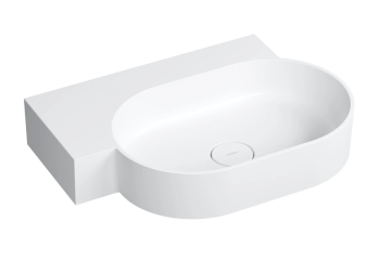 - OMNIRES OVO M+umywalka nablatowa/wisząca - lewa, 64 x 44 cm bez owtoru na armaturę biały mat OVO645UWLBM - OVO645UWLBM - Łazienki Szydłowski