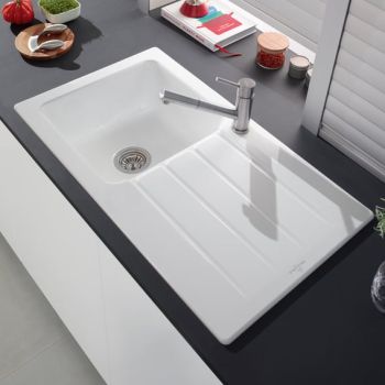 - Villeroy & Boch Architectura 50 zlewozmywak wpuszczany w blat 86 x 51 cm biały połysk z powłoką ceramic plus 335001R1HL2 - 335001R1HL2 - Łazienki Szydłowski