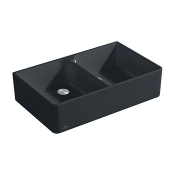 - Villeroy & Boch 90 X zlewozmywak ceramiczny 2 komorowy 90 x 55 cm kolor pure black z Ceramic Plus 639001R7 - 639001R7 - Łazienki Szydłowski