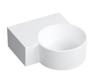 - OMNIRES OVO M+umywalka nablatowa/wisząca - lewa, 33 x 34 cm bez otworu pod armaturę biały mat OVO335UWLBM - OVO335UWLBM - Łazienki Szydłowski