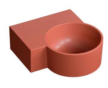 - OMNIRES OVO M+umywalka nablatowa/wisząca - lewa, 33 x 34 cm bez otworu pod armaturę terracotta mat OVO335UWLTE - OVO335UWLTE - Łazienki Szydłowski