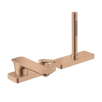 - AXOR Citterio C 3-otworowa jednouchwytowa bateria na brzeg wanny, sBox, szlif kwadratowy czerwony złoty polerowany 49431300 - 49431300 - Łazienki Szydłowski