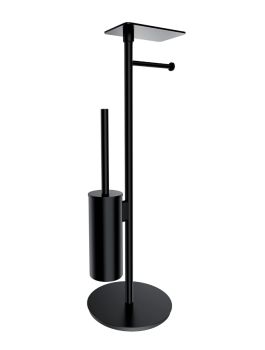  - OMNIRES MODERN PROJECT stojak na papier i szczotkę toaletową z półką czarny mat MP60820BL - MP60820BL - Łazienki Szydłowski