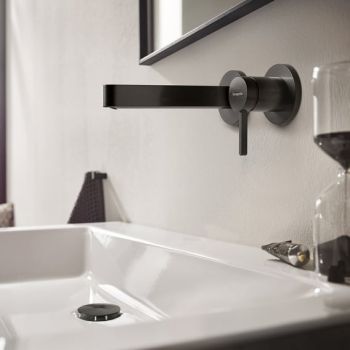  - HANSGROHE Finoris bateria umywalkowa ścienna z krótką wylewką 16,8 cm czarny chrom szczotkowany 76051340 - 76051340 - Łazienki Szydłowski