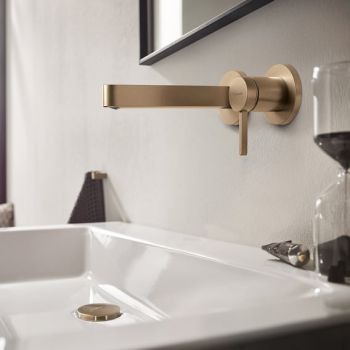  - HANSGROHE Finoris bateria umywalkowa ścienna - wylewka 22,8 cm brąz szczotkowany 76050140 - 76050140 - Łazienki Szydłowski