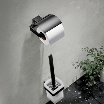  - EMCO Loft Uchwyt na papier toaletowy z pokrywką kolor czarny chrom szczotkowany 050000500 - 050000500 - Łazienki Szydłowski