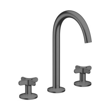  - AXOR One 3-otworowa bateria umywalkowa 170 z uchwytami krzyżowymi i kompletem odpływowym Push-Open czarny chrom szczotkowany 48040340 - 48040340 - Łazienki Szydłowski