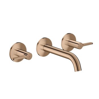  - AXOR One 3-otworowa bateria umywalkowa z uchwytami jednoramiennymi i wylewką 16 cm, czerwone złoto polerowane 48150300 - 48150300 - Łazienki Szydłowski