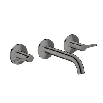  - AXOR One 3-otworowa bateria umywalkowa z uchwytami jednoramiennymi i wylewką 16 cm, czarny chrom polerowany 48150330 - 48150330 - Łazienki Szydłowski