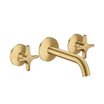 - AXOR One 3-otworowa bateria umywalkowa z uchwytami krzyżowymi i wylewką 16 cm, złoty optyczny szczotkowany 48130250 - 48130250 - Łazienki Szydłowski