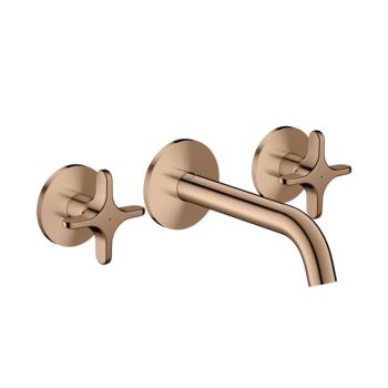  - AXOR One 3-otworowa bateria umywalkowa z uchwytami krzyżowymi i wylewką 16 cm, czerwone złoto polerowane 48130300 - 48130300 - Łazienki Szydłowski