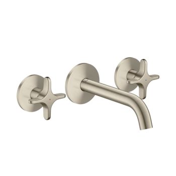  - AXOR One 3-otworowa bateria umywalkowa z uchwytami krzyżowymi i wylewką 16 cm, nikiel szczotkowany 48130820 - 48130820 - Łazienki Szydłowski