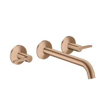 - AXOR One 3-otworowa bateria umywalkowa z uchwytami jednoramiennymi i wylewką 22 cm, czerwone złoto szczotkowane 48160310 - 48160310 - Łazienki Szydłowski