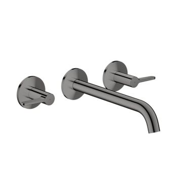  - AXOR One 3-otworowa bateria umywalkowa z uchwytami jednoramiennymi i wylewką 22 cm, czarny chrom polerowany 48160330 - 48160330 - Łazienki Szydłowski