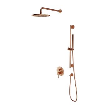  - Omnires Y system prysznicowy podtynkowy, z deszczownicą i zestawem prysznicowym miedź szczotkowana SYSY47CPB - SYSY47CPB - Łazienki Szydłowski