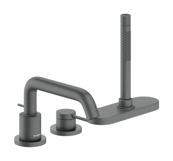  - HANSGROHE Tecturis S 3-otworowa bateria na brzeg wanny czarny chrom szczotkowany 73447340 - 73447340 - Łazienki Szydłowski