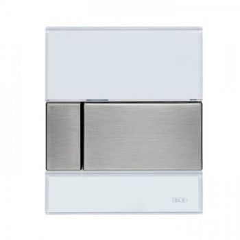 - TECEsquare Przycisk spłukujący  pisuaru z wkładką zaworową szkło białe, przycisk stal szczotkowana 9242801 - 9.242.801 - Łazienki Szydłowski