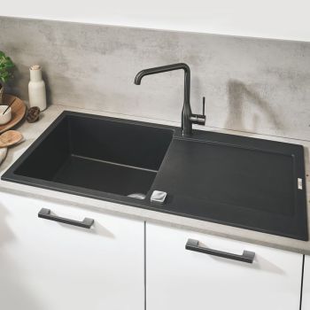  - GROHE-K500 Zlewozmywak kompozytowy z ociekaczem 100x50 cm, czarny granit 31645AP0 - 31645AP0 - Łazienki Szydłowski