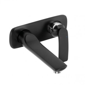  - KLUDI Balance Ścienna bateria umywalkowa, wysięg wylewki 18,5 cm, czarny mat/chrom 522468775 - 522468775 on - Łazienki Szydłowski