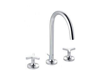 - KLUDI Nova Fonte Trzyotworowa bateria umywalkowa z pokrętłami chrom 201430539 - 201430539 - Łazienki Szydłowski