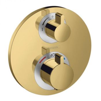  - HANSGROHE Ecostat S Bateria termostatyczna, z zaworem odcinająco-przełączającym, złoty optyczny polerowany 15758990 - 15758990 - Łazienki Szydłowski