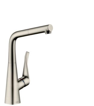 - HANSGROHE Metris bateria kuchenna 320 z wyciąganą wylewką, kolor stal nierdzewna 73812800 - 73812800 - Łazienki Szydłowski