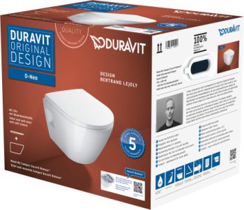  - DURAVIT D-Neo Zestaw WC miska wisząca 37x48 cm Compact Rimless z deską wolnoopadającą biały połysk 45870900A1 - 45870900A1 - Łazienki Szydłowski