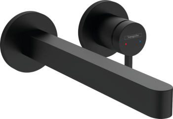  - HANSGROHE Finoris bateria umywalkowa ścienna - wylewka 22,8 cm czarny mat 76050670 - 76050670 - Łazienki Szydłowski