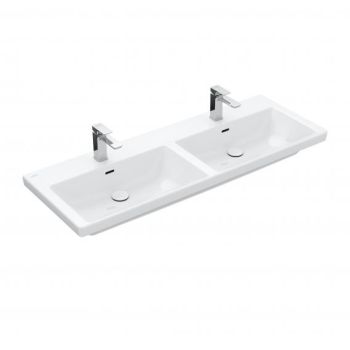 - VILLEROY&BOCH SUBWAY 3.0 Umywalka podwójna 130 x 47cm z przelewem biała ceramic plus 4A71D5R1 - 4A71D5R1 - Łazienki Szydłowski