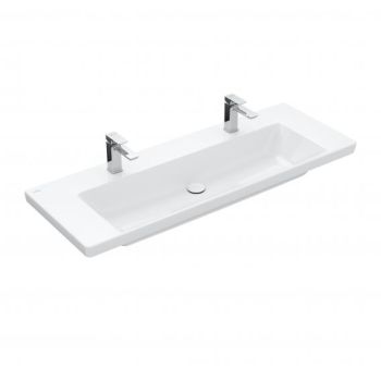 - VILLEROY&BOCH SUBWAY 3.0 Umywalka podwójna 130 x 47cm bez przelewu biała z ceramic plus 4A70D1R1 - 4A70D1R1 - Łazienki Szydłowski