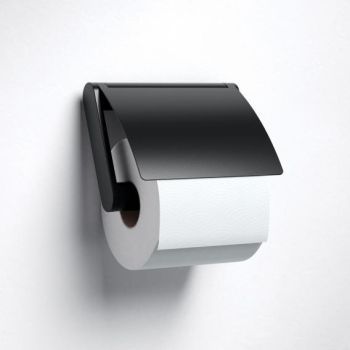- KEUCO PLAN Black Selection Uchwyt na papier toaletowy z klapką czarny mat 14960370000 - 14960370000 - Łazienki Szydłowski