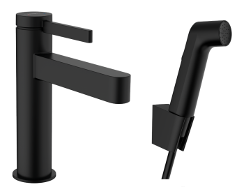 - HANSGROHE Finoris bateria umywalkowa 110 ze słuchawką Bidette i wężem 160 cm czarny mat 76210670 - 76210670 - Łazienki Szydłowski