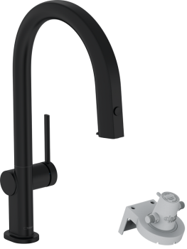 - HANSGROHE Aqittura M91 bateria kuchenna czarny mat 76803670 - 76803670 - Łazienki Szydłowski