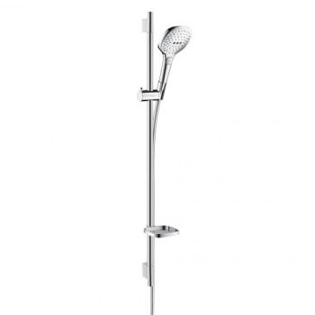 - HANSGROHE Raindance Select E Zestaw prysznicowy 120 3jet z drążkiem 90 cm i mydelniczką biały/chrom 26621400 - 26621400 - Łazienki Szydłowski