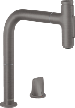 - HANSGROHE Metris Select M71 bateria kuchenna czarny chrom szczotkowany 73818340 - 73818340 - Łazienki Szydłowski