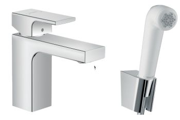 - HANSGROHE Vernis Shape bateria umywalkowa 100 z słuchawką prysznicową i wężem prysznicowym 160 cm chrom 71216000 - 71216000 - Łazienki Szydłowski