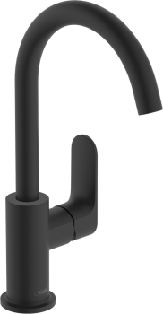  - HANSGROHE Rebris S bateria umywalkowa z obrotową wylewką i kompletem odpływowym czarny mat 72536670 - 72536670 - Łazienki Szydłowski