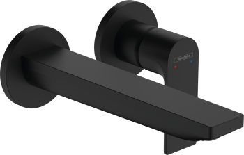 - HANSGROHE Rebris E bateria umywalkowa ścienna, wylewka 20cm czarny mat 72568670 - 72568670 - Łazienki Szydłowski