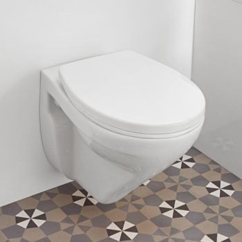 - Villeroy&Boch O.novo miska WC wisząca lejowa, bez kołnierza, z deską WC 36 x 54 cm biały 7682HR01 - 7682HR01 - Łazienki Szydłowski