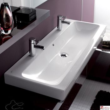  - GEBERIT iCon Umywalka 120x48,5 cm, z dwoma otworami, z przelewem biała 124020000 - 124020000 - Łazienki Szydłowski