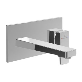 - Villeroy&Boch Architectura Square bateria umywalkowa ścienna 21 cm z zestawem odpływowym, chrom TVW12500300061 - TVW12500300061 - Łazienki Szydłowski