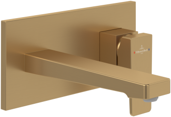 Villeroy&Boch Architectura Square bateria umywalkowa ścienna z zestawem odpływowym, brushed gold TVW12500300076 TVW12500300076 od 